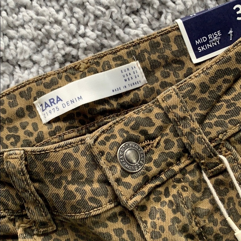 ZARA Animal Print Mid Rise Skinny‎ Jeans - Picture 4 of 10